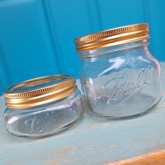 2 Ball Mason Jars Widemouth Glass Unique Size 250ml 500ML Jar w Lid Flat Short - Picture 4 of 16